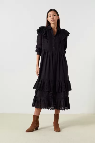 Leon & Harper Qualité Premium Femme Robes Black Robe Regate Brodee