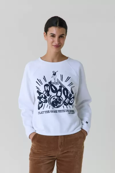 Femme Leon & Harper Sweat Shine Bowling White Sweatshirts Développement