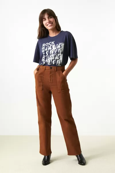 Qualité Femme Brown Pantalon Petri Plain Leon & Harper Pantalons & Jeans