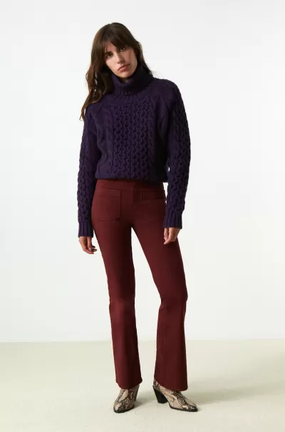 Burgandy Pantalons & Jeans Leon & Harper Traditionnel Femme Pantalon Perfect Plain