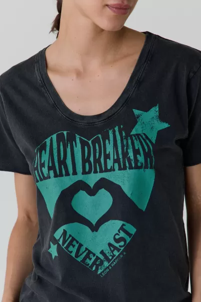 Leon & Harper Carbone T-Shirts & Tops Tshirt Tizia Heart Abordable Femme