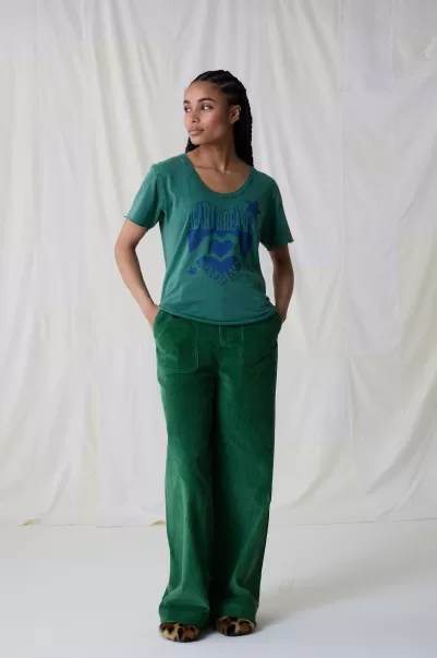 T-Shirts & Tops Femme Facile Tshirt Tizia Heart Green Leon & Harper