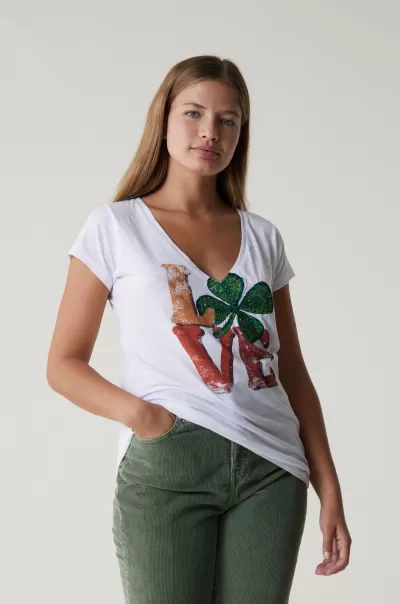 Leon & Harper White Tshirt Tonton Luck Fiabilité T-Shirts & Tops Femme