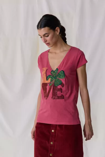 Prix Plancher Leon & Harper T-Shirts & Tops Tshirt Tonton Luck Femme Berry