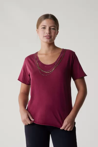 Wine T-Shirts & Tops Femme Tshirt Tizia Bling Leon & Harper Qualité