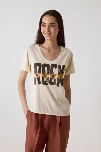 Joli Leon & Harper T-Shirt Tizia Stars Femme Off White T-Shirts & Tops