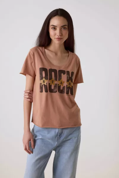 T-Shirt Tizia Stars Leon & Harper Femme T-Shirts & Tops Peach Promotion