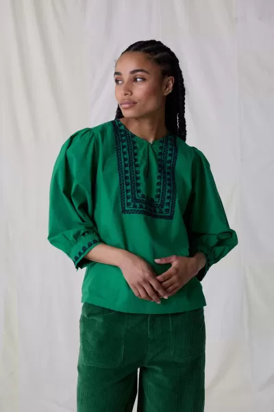 Qualité Blouse Coquine Plain Femme Green Chemises & Blouses Leon & Harper